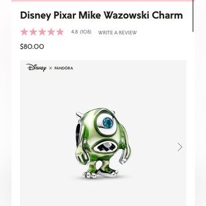 Monster’s Inc Pandora Charm. Never worn. Authentic.